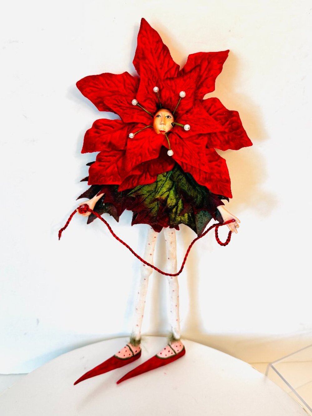Dept 56 Christmas 14" Ornament Patience Brewster Krinkles Poinsettia Fairy Lady